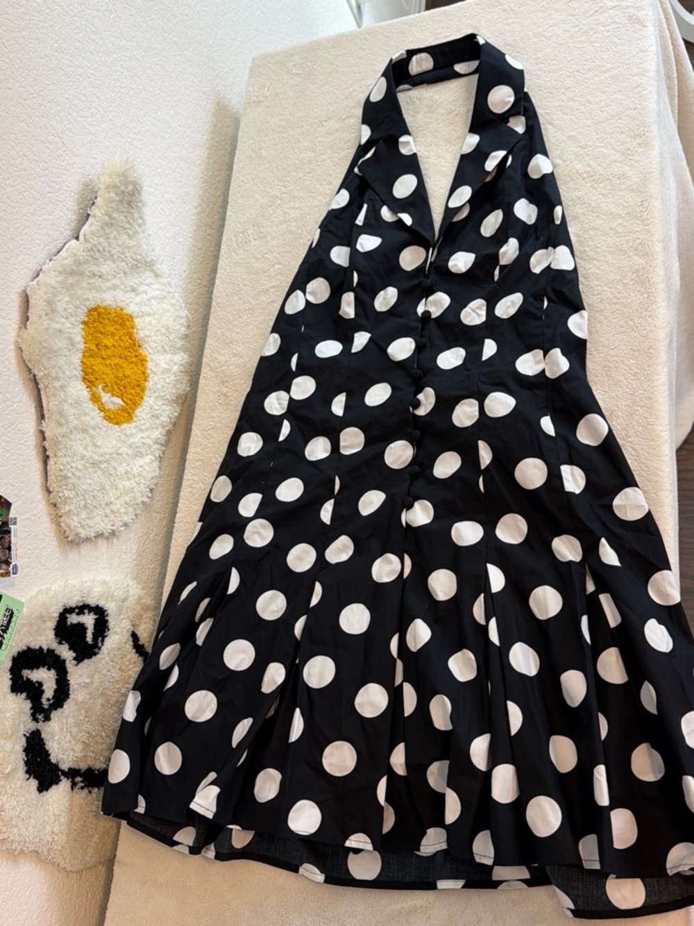 Sans faff Black and White Polka Dot Halter High-Low Dress